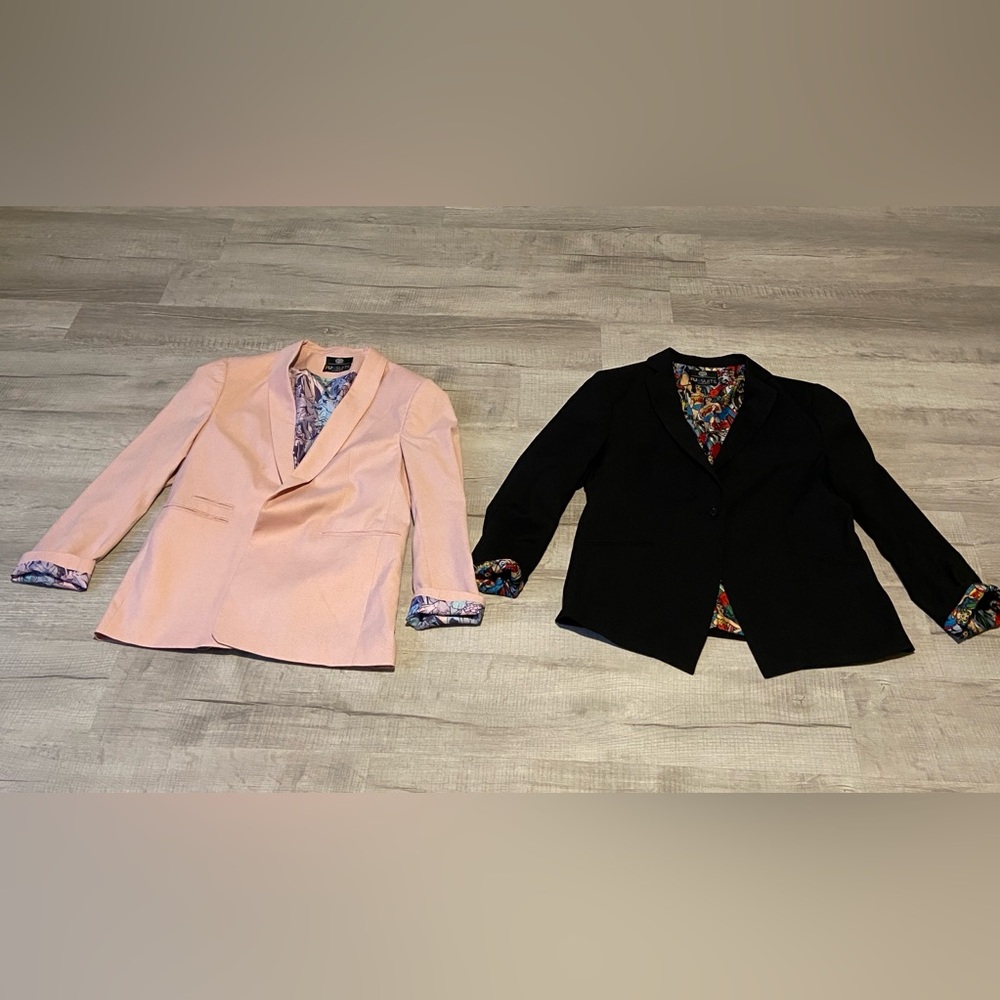Set of DC fun suit blazers: Pink and Black Blazers with DC character Lining